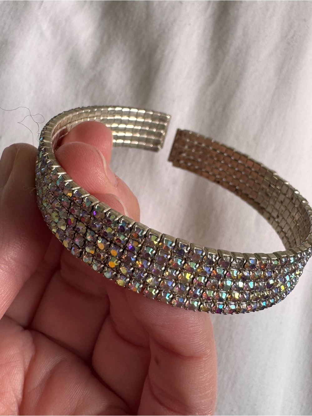 Iridescent Multi-Row Rhinestone Bracelet - Picture 4 of 4
